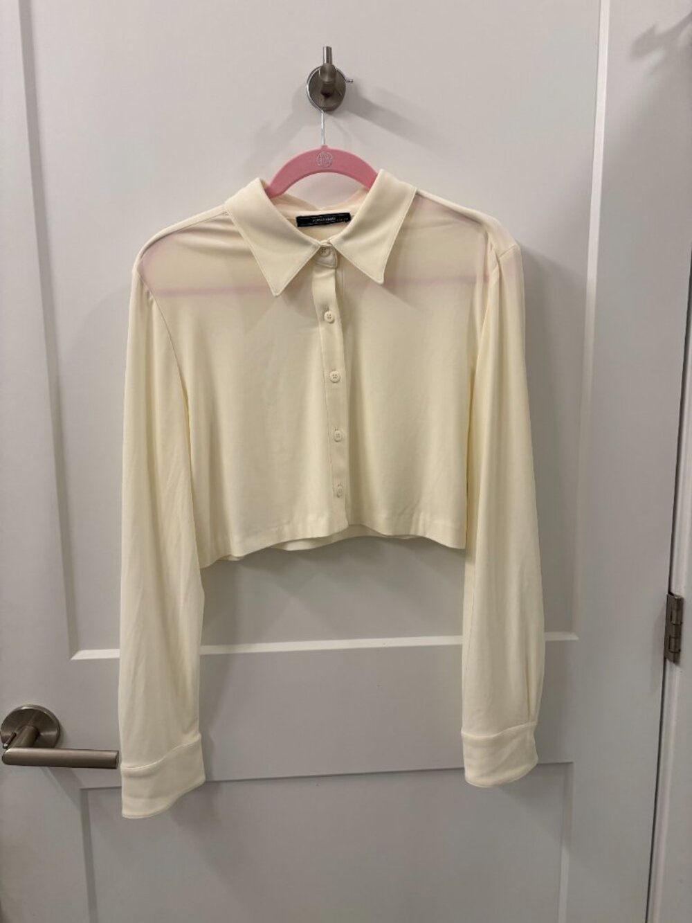 Norma Kamali Timeless Cropped Boxy Black Button Down Shirt  Size Medium
